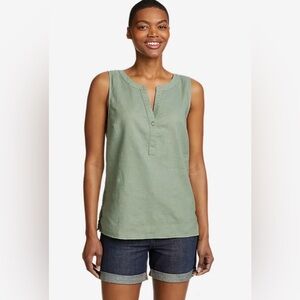 Eddie Bauer Eb Hemplify Sleeveless Tank Top in Sage. 55% Hemp/45% Cotton.